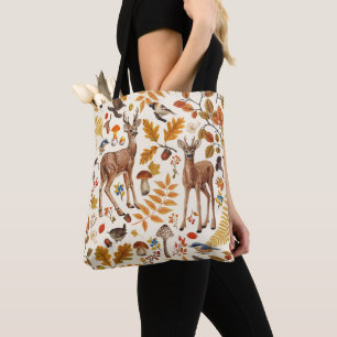 Bolsa Tote No bosque/cervo de outono em branco