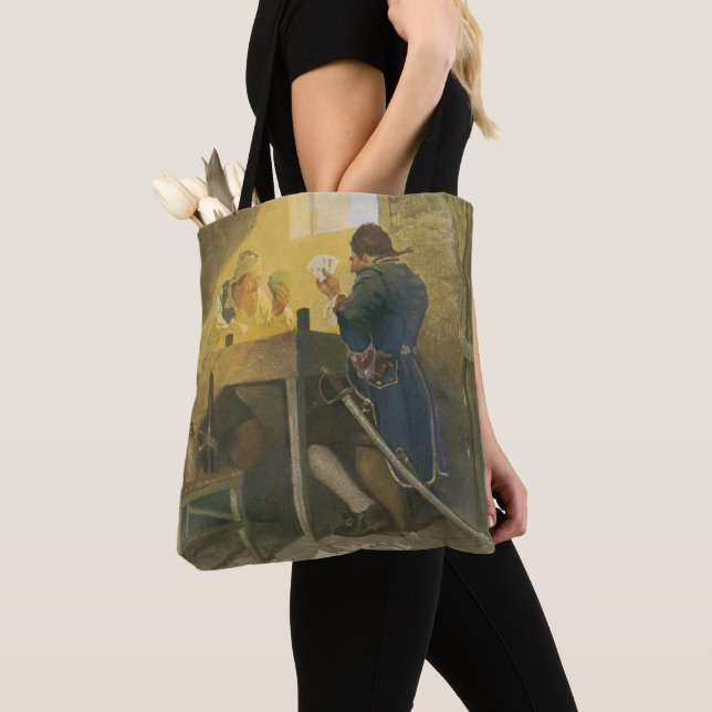 Bolsa Tote No Cartões da Gaiola de Cluny pela NC Wyeth (Close Up)