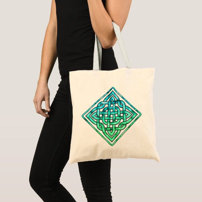 Bolsa Tote Nó Celta - Saco Verde Azul (Frente (produto))