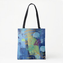 Bolsa Tote no design da Caverna Subaquática azul