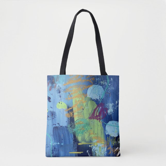 Bolsa Tote no design da Caverna Subaquática azul (Frente)