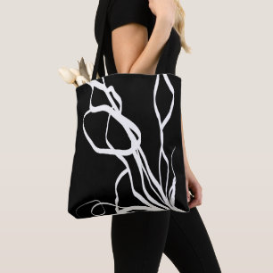 Bolsa Tote Nó do buquê: Abstrato preto e branco