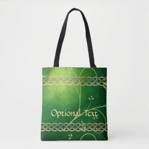 Bolsa Tote Nó e Folhas Verde Céltico