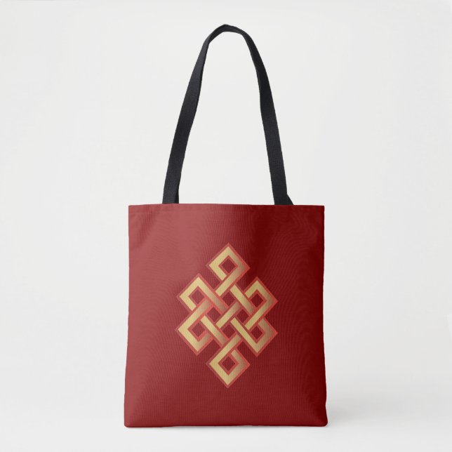 Bolsa Tote Nó Eterno Dourado sobre Marrom (Frente)