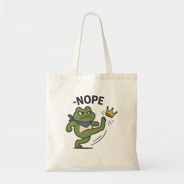 Bolsa Tote No Kings in America Frog No Kings Democracy (Frente)