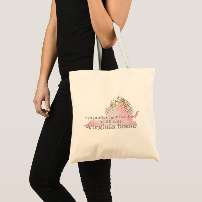 Bolsa Tote No Matter How Far I Go Virginia Your Custom Name (Frente (produto))
