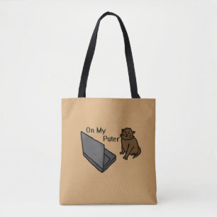 Bolsa Tote No Meu Computador Divertido Meme de Gato Marrom