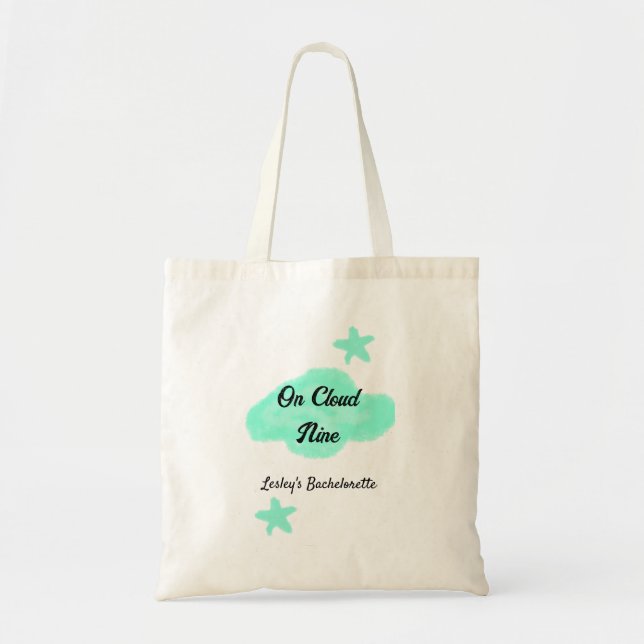Bolsa Tote No nono verde pastel estrelas despedida de solteir (Frente)
