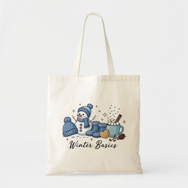 Bolsa Tote Noções Básicas de Inverno Boneco de Neve Natal Tem (Frente)