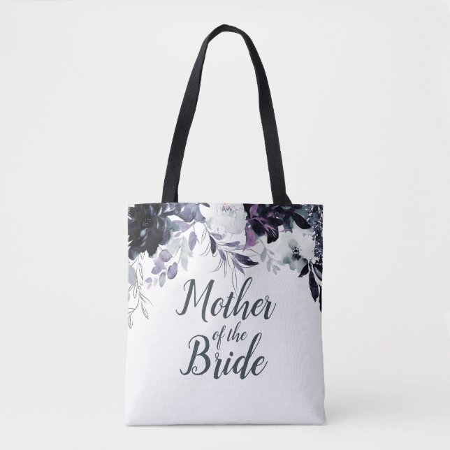 Bolsa Tote Nocturno Floral Watercolor Mãe da Noiva (Frente)
