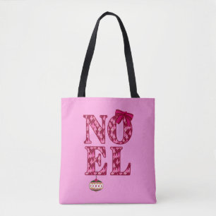 Bolsa Tote NOEL em um padrão de árvore de Natal da Burgundy
