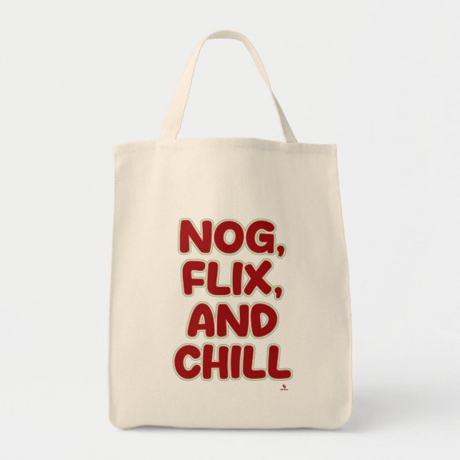 Bolsa Tote Nog Flix and Chill Funny Christmas Hang Out  (Frente)