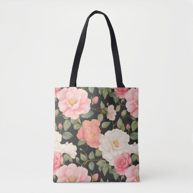 Bolsa Tote Noir Blossom Charm Soft Vintage Rosas (Frente)