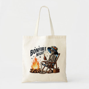 Bolsa Tote Noite Bonfire - Bebendo do esqueleto pelo fogo