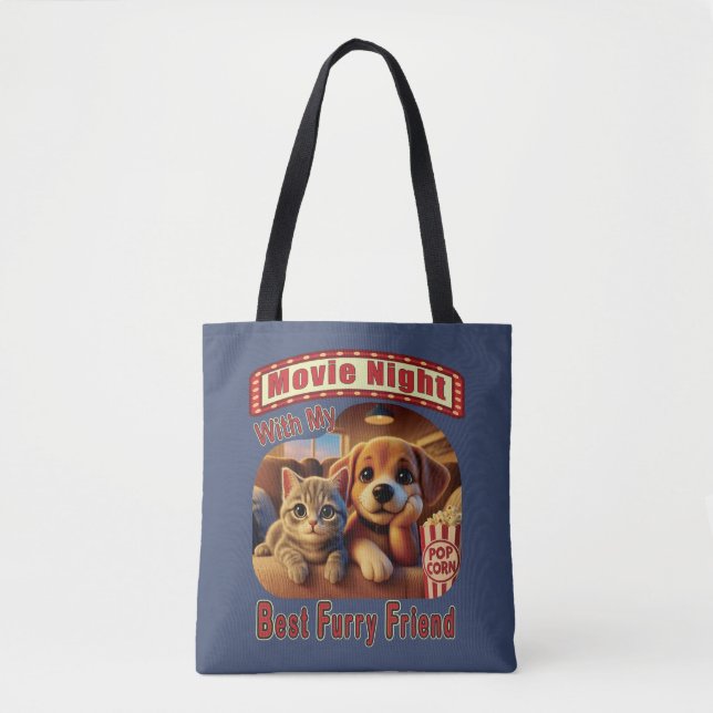 Bolsa Tote Noite de Filme - Melhor Amigo de Furto - Gato e Ca (Frente)