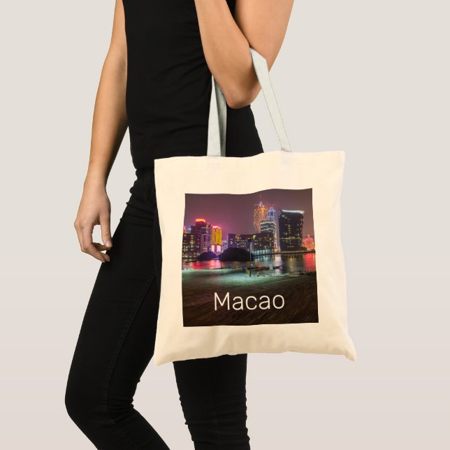 Bolsa Tote Noite de Macao Casino Skyline Panorama China (Frente (produto))