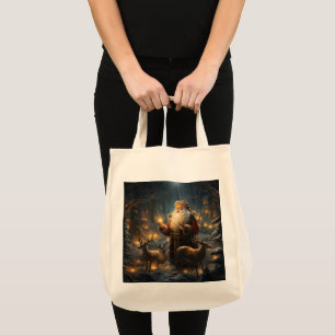 Bolsa Tote Noite de Natal Santa Floresta Nevada