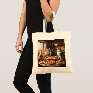 Bolsa Tote Noite de Pizza de Gato,