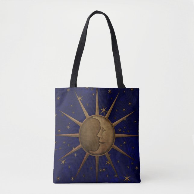 Bolsa Tote Noite estrelado da lua celestial de Sun (Frente)