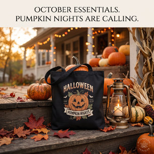 Bolsa Tote Noites de Abóbora Vintage Retro Halloween