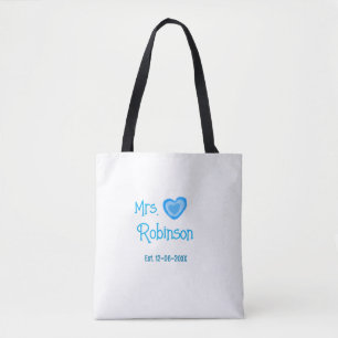 Bolsa Tote Noiva a ser Sra adicionar nome data aquarela coraç