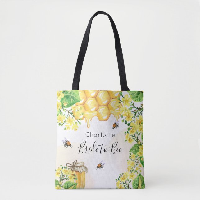Bolsa Tote Noiva abelhas bumble flores amarelas (Frente)
