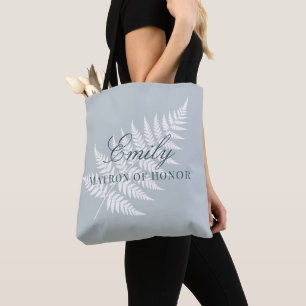 Bolsa Tote Noiva Azul Gelo Branco Samambaia Pastel