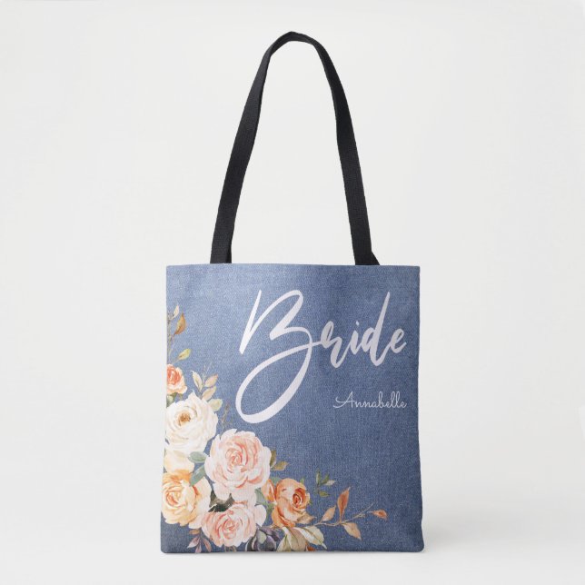 Bolsa Tote Noiva Bege Rosa e Floral de Jean Falso (Frente)