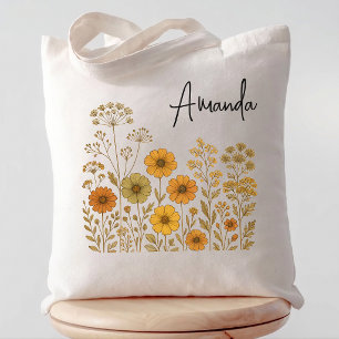 Bolsa Tote Noiva Boho Buquê de Flores Silvestres para Damas