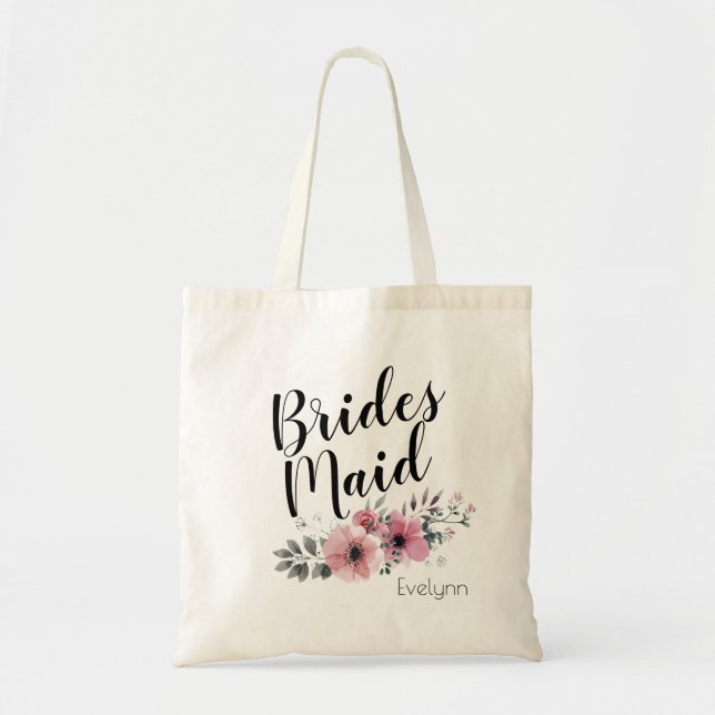 Bolsa Tote Noiva Caligrafia Dama de Honra (Frente)