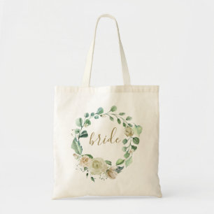 Bolsa Tote Noiva Casamento BeigeRose Aquarela Coroa Script