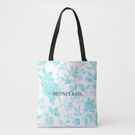 Bolsa Tote Noiva & Co. Toile Floral Azul Personalizada