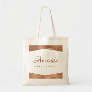 Bolsa Tote Noiva Cobre Geométrica Caligráfica Moderna