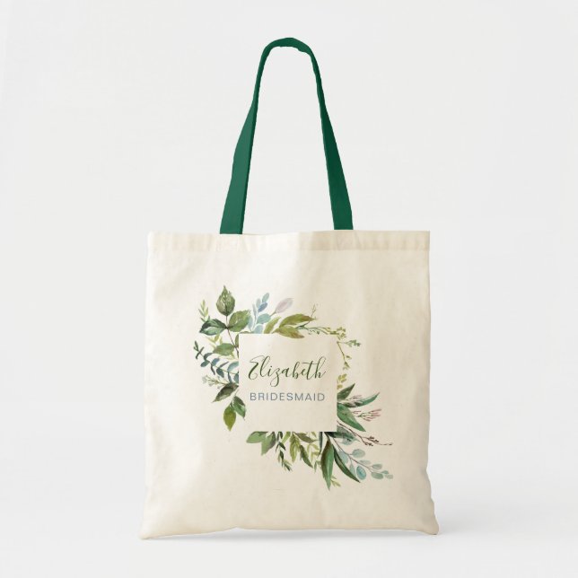 Bolsa Tote Noiva com Vegetação e Nome (Frente)
