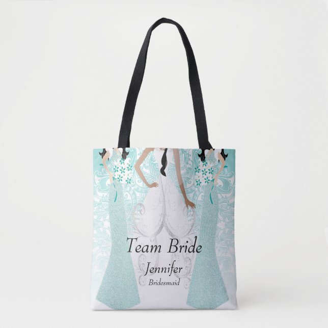 Bolsa Tote Noiva da Equipe em Teal (Frente)
