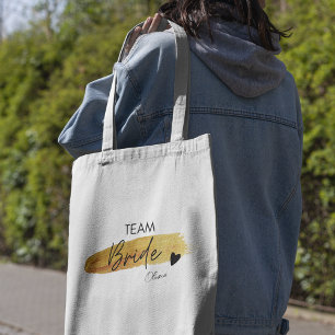Bolsa Tote Noiva da Equipe Moderno Chic Personalizado Dourado