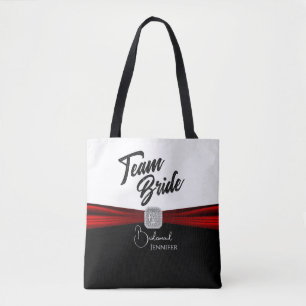 Bolsa Tote Noiva da Equipe Preto, Branco e Vermelho