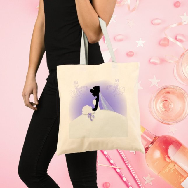 Bolsa Tote Noiva da equipe Silhueta noiva noiva (Team bride Wedding gown Bride bridal silhouette Tote Bag)