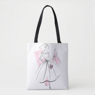 Bolsa Tote Noiva da Moda Sacola Rosa Grupo rosa costas