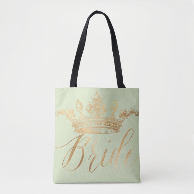 Bolsa Tote Noiva da PixDezines/Corona/Ouro Falso/DIY Cor (Frente)