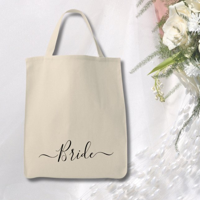 Bolsa Tote noiva de casamento de guião moderna (Mother of the Groom modern script wedding party Tote Bag
)