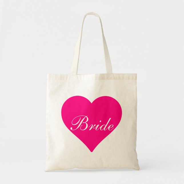 Bolsa Tote Noiva de Coração Rosa (Frente)