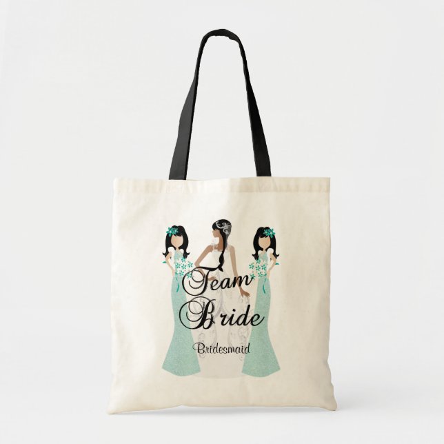 Bolsa Tote Noiva de Equipe | Casamento | Verde Teal | DIY Tex (Frente)