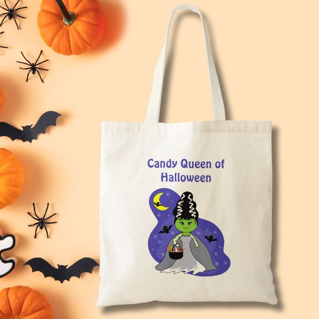 Bolsa Tote Noiva de Frankenstein Halloween com doce (Criador carregado)
