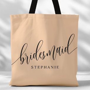 Bolsa Tote Noiva de Pele de Pêssego Moderno Script