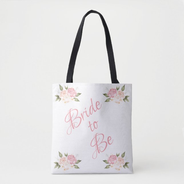 Bolsa Tote Noiva de ser um Elegante rosa-rosa com script flor (Frente)