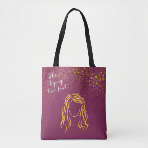 Bolsa Tote Noiva Desenho de Menina para Festa de Despedida de