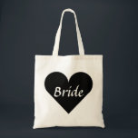 Bolsa Tote Noiva do Coração Negro<br><div class="desc">Este nome personalizado monograma, uma bolsa de tote vintage fofa é a melhor ideia de presente para noiva e dama de honra nos casamentos.</div>