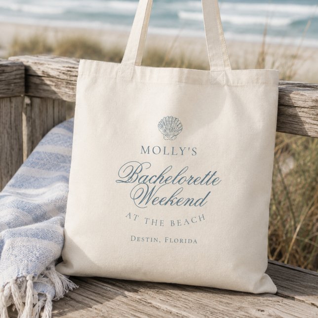 Bolsa Tote Noiva do Mar Azul Costeiro (Coastal Blue Seashell Bachelorette Tote Bag)