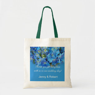 Bolsa Tote Noiva e obrigado de casamento de flor azul